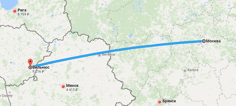 Авиабилеты Москва — Вильнюс